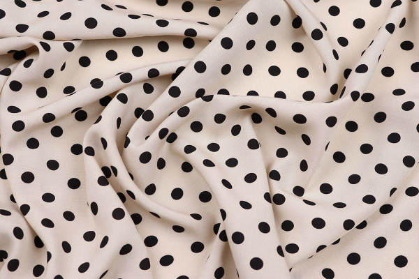 Ткань плательно-блузочная штапель, Maks Style, вискоза 100%, темно-бежевый принт горох, арт. MS- 1146 D-28 С-8