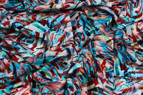 Ткань плательно-блузочная штапель, Maks Style, вискоза 100%, абстракция акварель, арт. MS- 3685 D-2