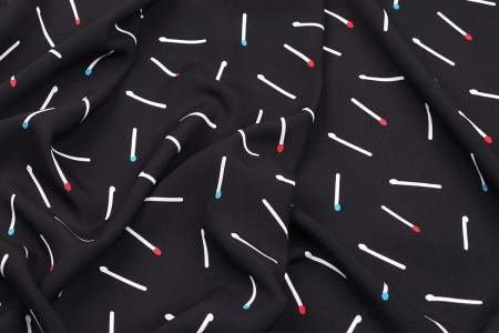 Ткань плательно-блузочная штапель, Maks Style, вискоза 100%, цвет ткани черный, спички, арт. MS- 1146 D-26