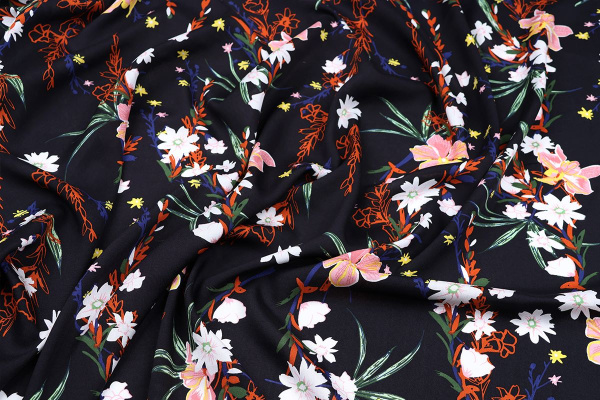Ткань плательно-блузочная штапель, Maks Style, вискоза 100%, цветочный принт, арт. MS-1237 D-LZD621084 C-1