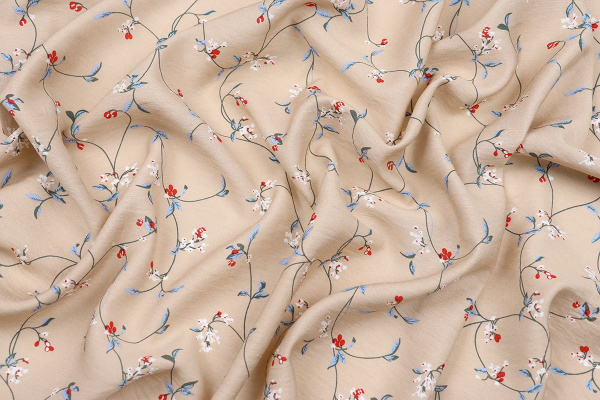 Ткань плательно-блузочная вискоза нейлон, Maks Style, вискоза 80%, нейлон 20%, цветочный принт, арт. MS- 1120 D- 7