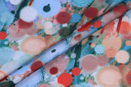 Ткань плательно-блузочная вискоза сатин, Maks Style, вискоза 100%, акварель, арт. D- 54