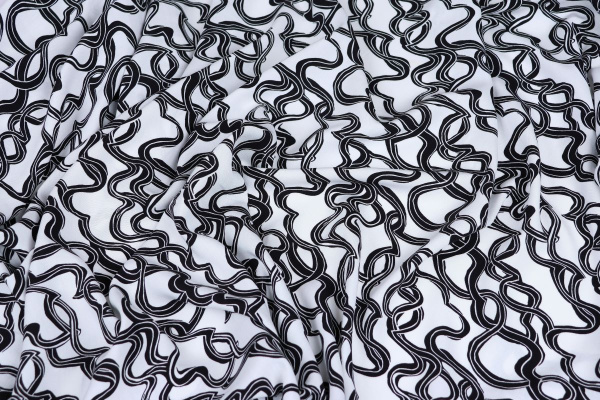 Ткань плательно-блузочная штапель, Maks Style, вискоза 100%, абстракция черно-белая, арт. MS- 1226 D- 18/19 C- 1