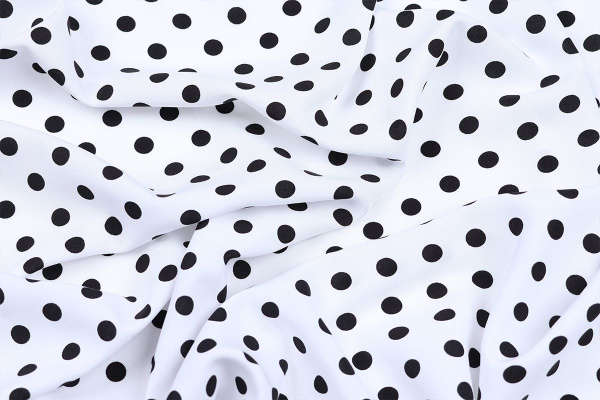 Ткань плательно-блузочная штапель, Maks Style, вискоза 100%, белый принт горох, арт. MS- 1146 D-29 С-2