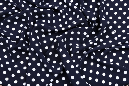 Ткань плательно-блузочная штапель, Maks Style, вискоза 100%, темно-синий принт горох, арт. MS- 1146 D-29 С-1