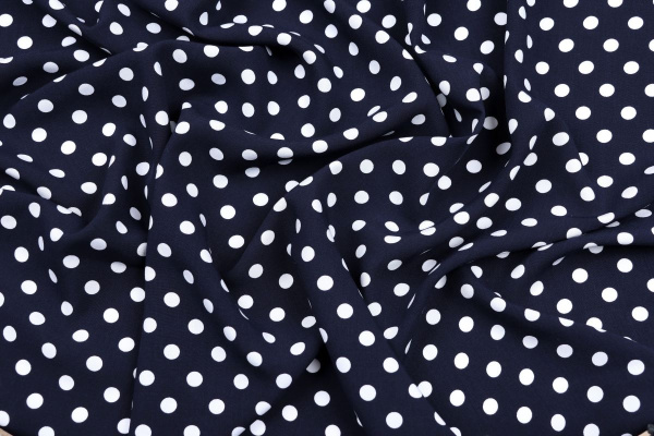 Ткань плательно-блузочная штапель, Maks Style, вискоза 100%, темно-синий принт горох, арт. MS- 1146 D-29 С-1