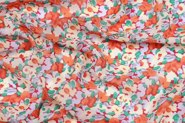 Ткань плательно-блузочная шифон, Maks Style, цветочный принт, арт. MS- 1234 D-23 C-2