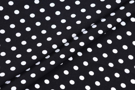 Ткань плательно-блузочная штапель, Maks Style, вискоза 100%, черный принт горох, арт. MS- 1146 D-30 С-3