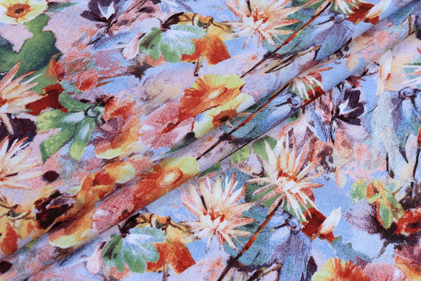 Ткань плательно-блузочная штапель, Maks Style, вискоза 100%, цветочный принт, арт. 3743 D-4