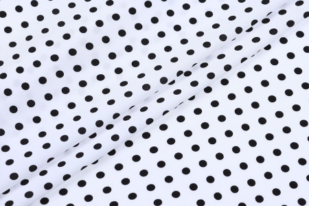Ткань плательно-блузочная штапель, Maks Style, вискоза 100%, белый принт горох, арт. MS- 1146 D-30 С-2