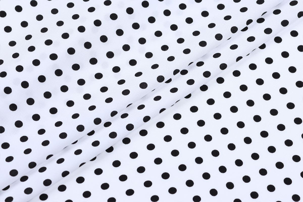 Ткань плательно-блузочная штапель, Maks Style, вискоза 100%, белый принт горох, арт. MS- 1146 D-30 С-2
