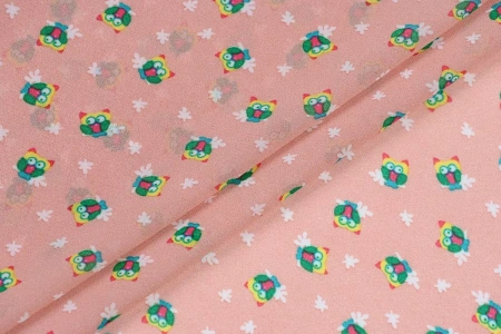 Ткань плательно-блузочная шифон, Maks Style, совы, арт. 2493 D-16 C-2