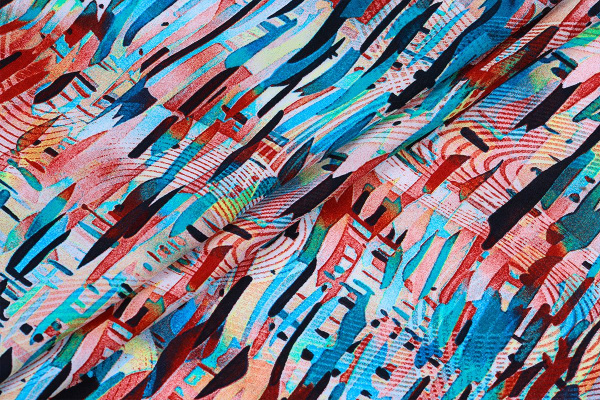 Ткань плательно-блузочная штапель, Maks Style, вискоза 100%, абстракция акварель, арт. MS- 3721 D-2