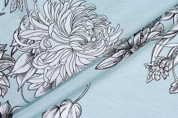 Ткань плательно-блузочная вискоза нейлон, Maks Style, вискоза 80%, нейлон 20%, цветочный принт, арт. MS- 1120 D- 4 С- 1