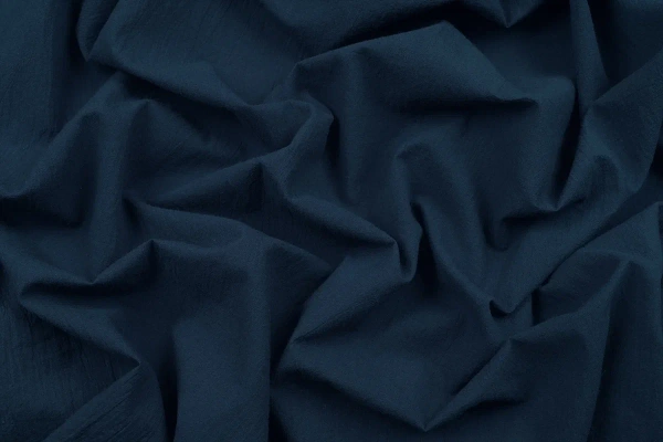 Ткань плательно-блузочная марлевка однотонная, Maks Style, хлопок 100%, цвет темно-синий,  арт. 1114 D-9