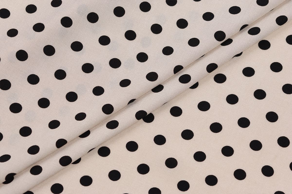 Ткань плательно-блузочная штапель, Maks Style, вискоза 100%, темно-бежевый принт горох, арт. MS- 1146 D-28 С-8