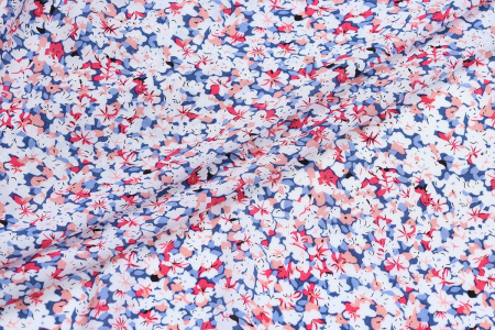 Ткань плательно-блузочная штапель, Maks Style, вискоза 100%, цветочный принт сиреневый, арт. MS- 2201 D-27