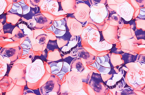 Ткань плательно-блузочная штапель, Maks Style, вискоза 100%, цветочный принт, арт. MS-2547 D-5