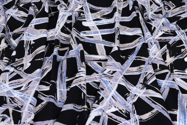 Ткань плательно-блузочная штапель, Maks Style, вискоза 100%, абстракция, полоски, арт. MS- 2209 D- 5 C- 2