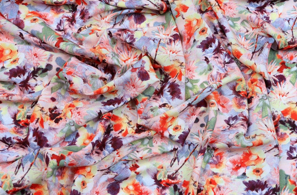 Ткань плательно-блузочная штапель, Maks Style, вискоза 100%, цветочный принт, арт. 3763/18 D-4 C-2