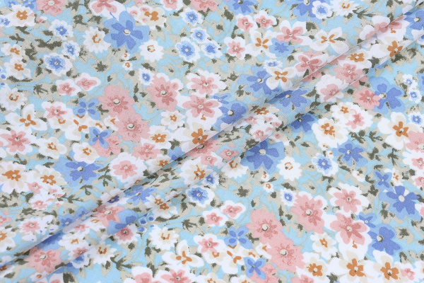 Ткань плательно-блузочная штапель, Maks Style, вискоза 100%, цветочный принт, арт. MS- 1187 D-38