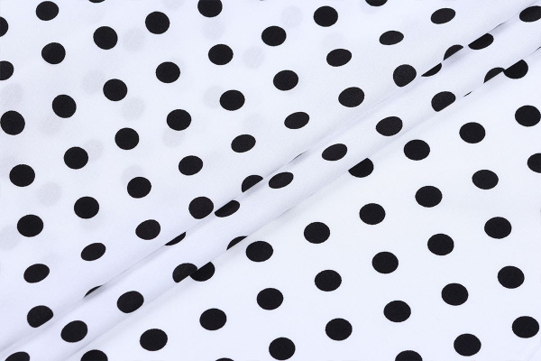 Ткань плательно-блузочная штапель, Maks Style, вискоза 100%, белый принт горох, арт. MS- 1146 D-29 С-2