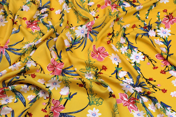 Ткань плательно-блузочная штапель, Maks Style, вискоза 100%, цветочный принт, арт. MS-1237 D-LZD621084 C-4