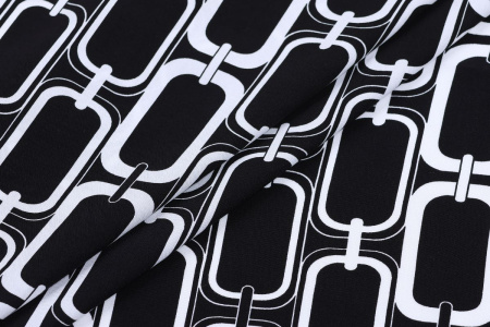 Ткань плательно-блузочная штапель, Maks Style, вискоза 100%, цвет ткани черный, цепи, арт. MS- 1226 D-17 C-2