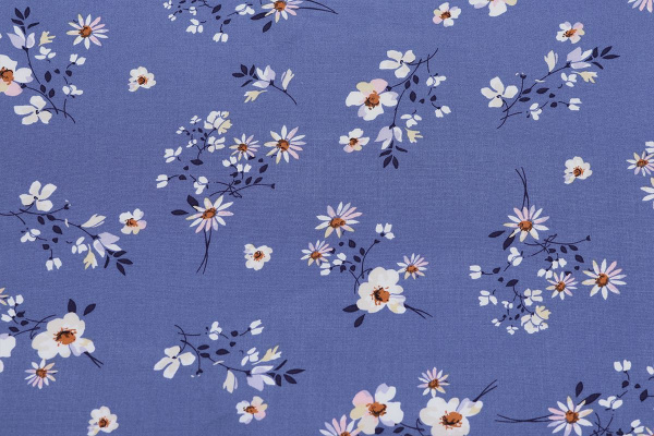 Ткань плательно-блузочная штапель, Maks Style, вискоза 100%, цвет ткани фиолетовый, цветочный принт, арт. MS- 1233 D-14