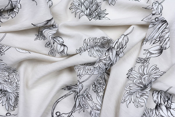 Ткань плательно-блузочная вискоза нейлон, Maks Style, вискоза 80%, нейлон 20%, цветочный принт, арт. MS- 1120 D- 4 С- 3