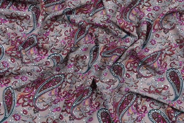 Ткань плательно-блузочная штапель, Maks Style, вискоза 100%, цветочный принт огурцы, арт. SI- 3020 /17 D-12 C-3