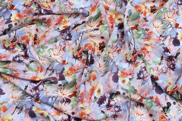 Ткань плательно-блузочная штапель, Maks Style, вискоза 100%, цветочный принт, арт. 3743 D-4