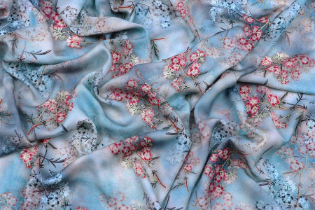 Ткань плательно-блузочная вискоза сатин, Maks Style, вискоза 100%, цветочный принт, арт. 1197 D- 21