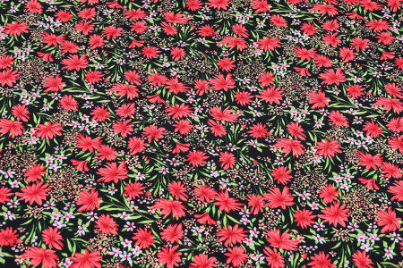 Ткань плательно-блузочная штапель, Maks Style, вискоза 100%, цветочный принт черный, арт. MS-1237 D-LZD621056 С-3