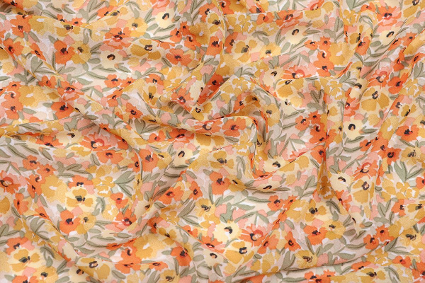 Ткань плательно-блузочная шифон, Maks Style, цветочный принт, арт. MS- 1234 D- 25 C-1