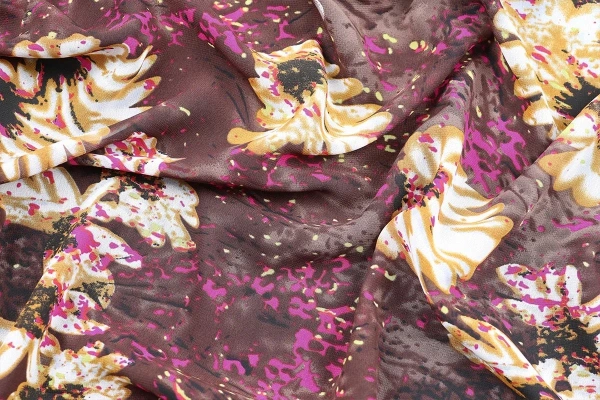 Ткань плательно-блузочная шифон,  Maks Style, цветочный принт, арт. MS- 3270 D-12 С-13