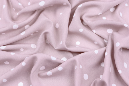 Ткань плательно-блузочная штапель, Maks Style, вискоза 100%, розовый принт горох, арт. MS- 1146 D-31 C-5