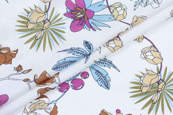 Ткань плательно-блузочная вискоза нейлон, Maks Style, вискоза 80%, нейлон 20%, цветочный принт, арт. MS- 4202 D- 201