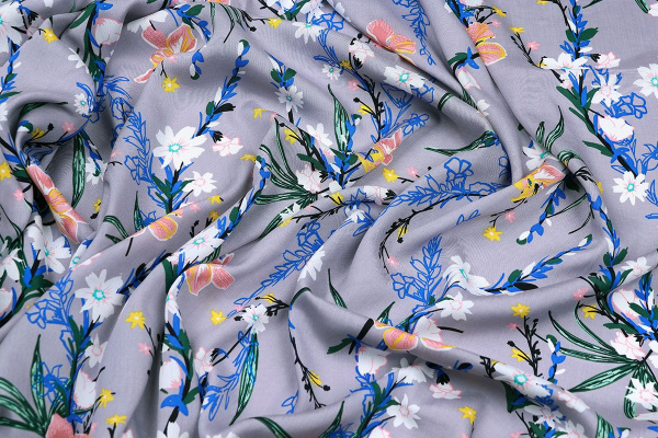Ткань плательно-блузочная штапель, Maks Style, вискоза 100%, цветочный принт, арт. MS-1237 D-LZD621084 C-2