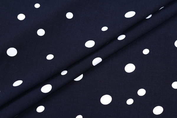 Ткань плательно-блузочная штапель, Maks Style, вискоза 100%, черный принт горох, арт. MS- 1146 D-31 C-3