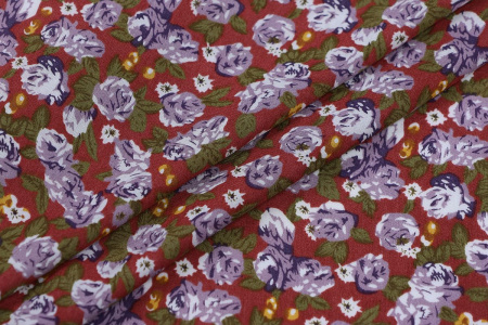 Ткань плательно-блузочная штапель, Maks Style, вискоза 100%, цветочный принт, арт. MS-1180 D-6