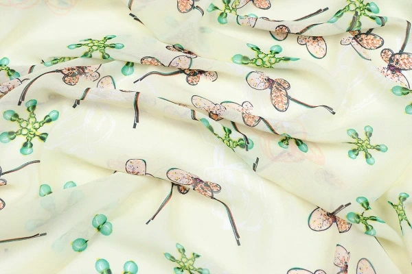 Ткань плательно-блузочная шифон,  Maks Style, цветочный принт, арт 2493 D-14 C-2