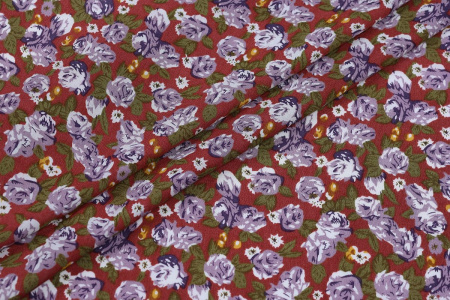 Ткань плательно-блузочная штапель, Maks Style, вискоза 100%, цветочный принт, арт. MS-1180 D-6
