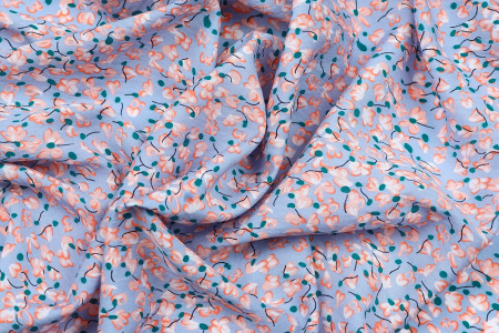 Ткань плательно-блузочная вискоза нейлон, Maks Style, вискоза 80%, нейлон 20%, цветочный принт, арт. MS- 1120 D- 12 С- 3