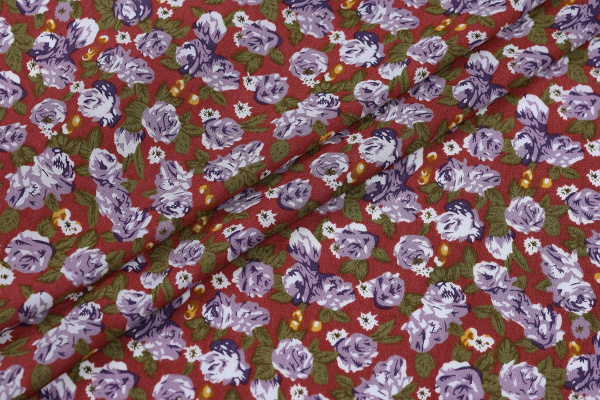 Ткань плательно-блузочная штапель, Maks Style, вискоза 100%, цветочный принт, арт. MS-1180 D-6