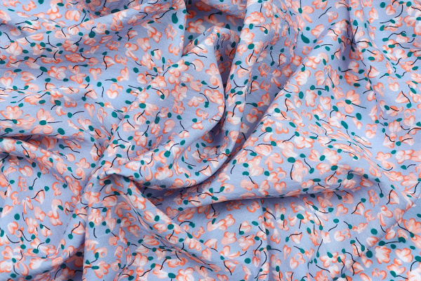 Ткань плательно-блузочная вискоза нейлон, Maks Style, вискоза 80%, нейлон 20%, цветочный принт, арт. MS- 1120 D- 12 С- 3