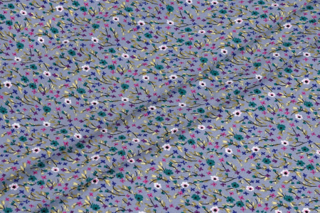 Ткань плательно-блузочная штапель, Maks Style, вискоза 100%, цвет ткани сиреневый, мелкие цветы, арт. MS- 1226 D-33 C-2