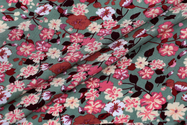 Ткань плательно-блузочная штапель, Maks Style, вискоза 100%, цветочный принт, арт. MS-1180 D-3