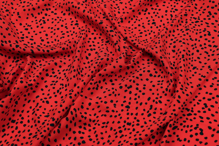 Ткань плательно-блузочная штапель, Maks Style, вискоза 100%, цвет ткани красный, черные камушки, арт. MS- 2208 D-4 C-3