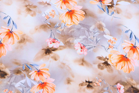 Ткань плательно-блузочная вискоза сатин, Maks Style, вискоза 100%, цветочный принт, арт. D- 6119